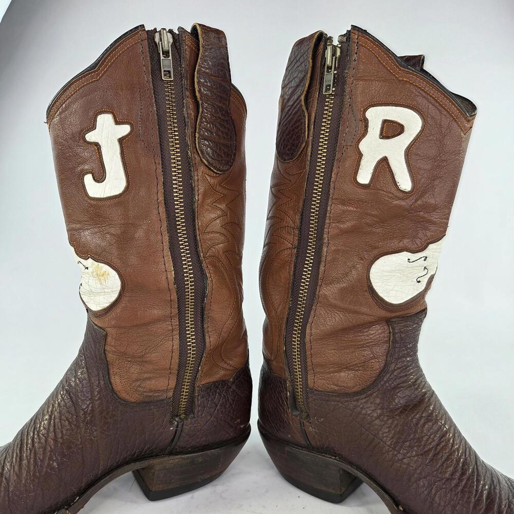 VTG Great Western Custom Boot Two-Tone Leather Boot US 9 Men Side Zip Cowboy - Picture 4 of 15